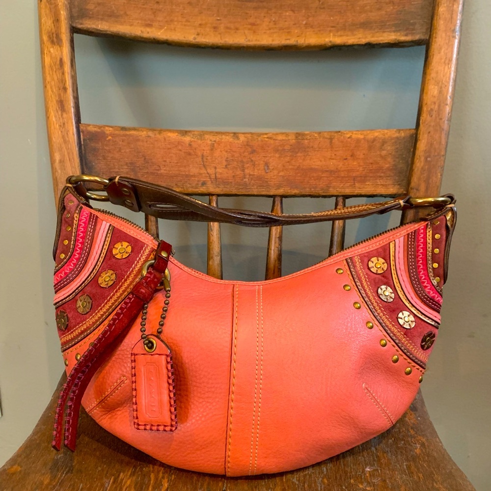Coach pink pebbled leather handbag